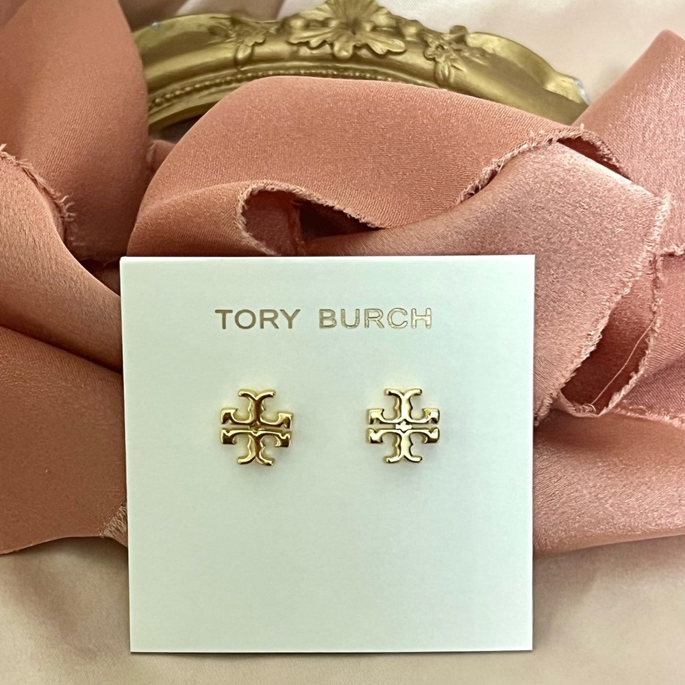 Tory Burch Gold Logo Stud Earrings